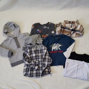 OshKosh B'gosh Kids Hoodie and Shirt Set - Gray, Blue, Plaid